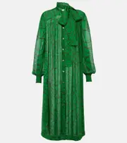 [Dries Van Noten] Dries Van Noten Printed georgette midi dress AU 10 green
