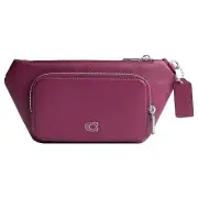 Coach Belt Bag Signature Canvas Crossgrain Leather Crossbody Deep Plum CM334