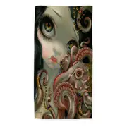 Underwater Fantasy Jeweled Octopus and Mermaid Microfiber Beach Towel