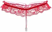 [WODAMOYUAN] Sexy Women Pearl Panties Lace G String Temptation Underwear Ladies Thong Lingerie for Women