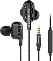 Earphones Crystal Clear Sound Two Driver Units Earbuds,in-Ear Headphones with Mic, Phone Control Compatible with Mobile Phone/iPhone/PC/Mac/Switch/Android/PS4/PS5 (Black)