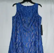 Aidan Mattox Womens Blue Lace Satin Trim Party Cocktail Dress Blue SZ2 - NWT