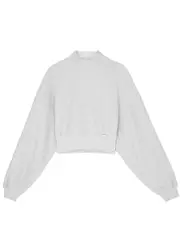 Alexanderwang.t Logo Cropped Cotton Sweatshirt - Light Grey - M (UK12 / M) M (UK12 / M)