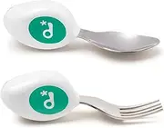 Doddl Toddler Self-Feeding Cutlery Set | Spoon & Fork | Kids Set for Baby Led Weaning | Easy Grip | 12m+ | BPA Free | Builds Fine Motor Skills | Dishwasher Safe | Aqua
