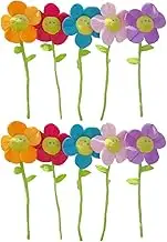 10pcs Artificial Plush Sunflower Bendable Curtain Buckle Tie Backs Wedding Party Plush Daisy Flower Bouquet with for Kids Baby Girl Toddlers