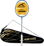HUNDRED Powertek 2000 PRO Strung Badminton Racquet with Full Cover (Navy, Size: Standard, Grip Size: G6) - Material: Graphite - Intermediate Leavel - Weight: 90gm - Maximum String Tension- 22-24lbs