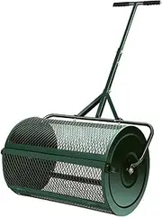 Compost Peat Moss Spreader, Heavy Duty Metal Mesh Spreader with Adjustable Handle, Can Fertilizer, Topsoil, Planting, Seeding, Mulch, Care Manure Spreader for Lawn, Garden and Yard