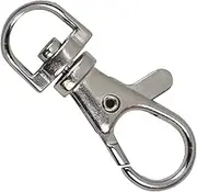 50 Pack - Premium Metal Lobster Claw Clasp Hook Craft Findings - 1.5 Inch Clip with Trigger Snap and Round Eye Swivel D Ring by Specialist ID (Silver)