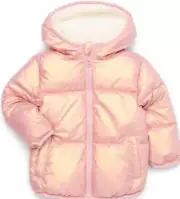 Swiss Tech Performance Puffer Sherpa Lining Coat Rose Gold Girl's 12 Months NEW