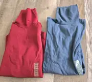 Vintage Eddie Bauer NOS Men's Turtlenecks Set Of 2 Size L Red Blue 100% Cotton
