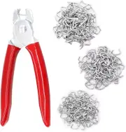 285Pcs Hog Rings with Straight Hog Ring Pliers Kit 3/4" 1/2" 3/8 "Galvanized Hog