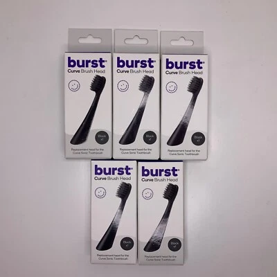 (5) Burst Curve Sonic ToothBrush Replacement Brush Head Black