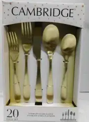 Cambridge Titanium Color Plated SS Flatware Samira Champagne Satin-20 Piece