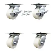 4 Inch Nylon Caster Set with Ball Bearing 4 Swivel Lock and 2 Brake SCC