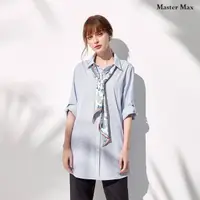 在飛比找momo購物網優惠-【Master Max】休閒直條紋大口袋長版七分袖襯衫(82