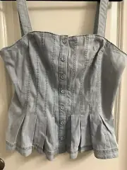 White House Black Market Denim Peplum Top Size 12 Sleeveless Light Blue