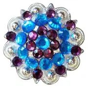 60HS Set Of 16 Screw Back Concho Capri Amethyst Crystal 1-1/4In Saddle Hilason