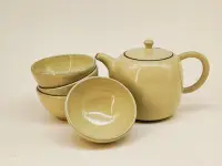 在飛比找Yahoo!奇摩拍賣優惠-達人全手作限量1組陶瓷” 灰金菊淡雅壺組”茶壺花茶壺低調文青
