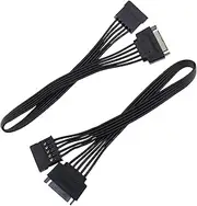 SING F LTD 2Pcs 15 Pin SATA Power Extension Cable Male to Female Hard Disk Cable 30cm 18AWG for HDD, SSD, Optical Drives, DVD Burners