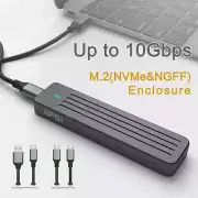 M.2 NVMe/SATA NGFF SSD Enclosure Adapter,USB 3.2 Gen2 10Gbps Case for PCIe M2