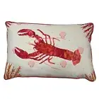 La Coquille Beach Club Throw Pillow Red Lobster Feather Filled Ocean Cottage