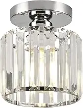 ZYDTRIP Small Crystal Ceiling Light Fittings, Silver Crystal Chandelier Modern LED Ceiling Light Pendant Fixture Lighting for Bedroom Hallway Entrance Balcony