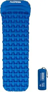 Naturehike Nylon TPU Sleeping Air Pad Lightweight Moistureproof Air Mattress Portable Inflatable Mattress Camping Mat with Detachable Life-Saving Bracelet (Blue with Pillow)