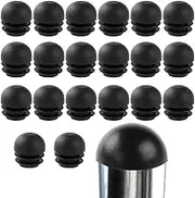 Round Plastic End Plugs, 20pcs Chair Leg End Caps Pipe Tube Inserts Floor Protectors for Tables, Beds, Chairs (Black 25mm)