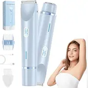 Velvissa Silksnips Hair Trimmer, 2-in-1 Women's Body Shaver, Portable Dual-Head Shaver, Rechargeable&IPX7 Waterproof, for Bikini, Face, Arms and Legs (Blue)