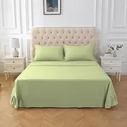 Dream in Comfort - Green King Bed Sheet Set, 1500TC 130GSM Ultra Soft Microfiber Bedding, Durable, Wrinkle Resistant, Fade Resistant, Fitted Sheet & Flat Sheet & 2 Pillowcases (4pcs, King)