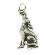 925 Sterling Silver Howling Cayote Charm Made in USA