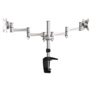 Brateck Dual 13"-27" Monitor Mount w/ Arm/Desk Clamp Elegant Aluminium Silver