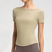Women's Yoga T-shirt Stretchy Breathable Short Sleeve Sports Solid Color Top For Pilates Running Yoga Activewear