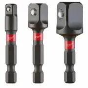 MILWAUKEE 1/4-HEX TO SOCKET DRIVE ADAPTOR BIT SET - SHOCKWAVE - 3 PIECE
