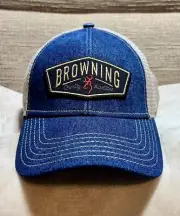 Browning Slack Denim Men's Mesh/Snap Back Adjustable Hat Cap One Size NWT