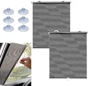 2 Pack Car Window Sun Shade Side Window, Sun Shade Car Window Shades Retractable for Car Blocks Heat and UV Rays Glare Protection Roller Sunshade Visor for Baby, Kids, Pets (Black, 23.62 * 15.74")