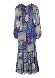 Rixo Lori Printed Chiffon Maxi Dress - Purple - M M