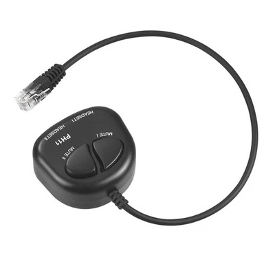 TWO Mute Training Adapter Dual RJ9 Sockets to RJ9 Headset Male Plug for7766