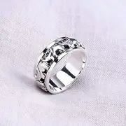 Mens Rings Stainless Steel Rings,Wedding Band Promise Ring, Chinese Style Ring Jewelry S925 Pure Silver Ring Jewelry Jewelry Thai Silver Personality Rotating Baby Elephant RingElephant Ring, 0.5P (Co