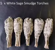 White Sage Smudge Sticks 5x 4" Torches Bundles Free Post