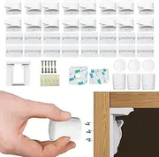 Baby Proofing Magnetic Cabinet Locks(16 Locks & 3 Keys), Child Proof Safety Latches for Drawer Doors Cupboard Kitchen Bedroom, Adhesive or Screw Two Easy Installation Methods