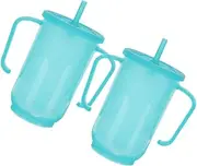 PEPLAYTAL 2Pcs Elderly Sippy Cups Non Spill Drinking Cups with Straw for Bedridden Patients Nursing Cups for Comfortable Liquid Consumption