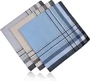 [Crrynuo] 3 Pieces Mens Handkerchiefs Large,100% Cotton Men's Handkerchiefs,Hankies Pocket Handkerchiefs,Soft Gents Checkered Hankies Set 38 x 38CM Pocket Square Hankies Gift-3 Colors, Blue, One size