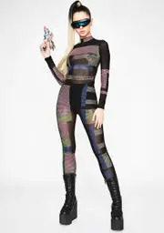 Pixel Prism Rhinestone Jumpsuit