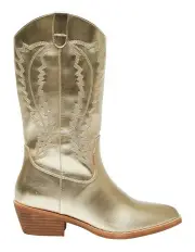 [Ravella] Cowboy Western Boots in Gold