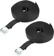 Tie Down Straps 2 Pcs Lashing Strap 2.5cm x 3m Adjustable Heavy Duty Cam Buckle Cinch Straps for Cargo, Trucks, Luggage, Trailer, Motorcycle (Black)