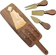 Wooden Chopping Board - Cheese Board Set - Sausage Board with Handle, Serving Plate, Cutting Board, Multifunctional Serving Tray with Cheese Utensils for Kitchen, Party, Housewarming Party