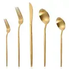 Matte Gold Silverware Set, LAZAHOME Stainless Steel Flatware Cutlery Set Service