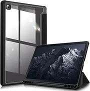 [FINTIE] Hybrid Slim Case for Samsung Galaxy Tab S6 Lite 10.4 Inch 2024/2022/2020 with S Pen Holder, Shockproof Cover with Clear Transparent Back Shell, Black