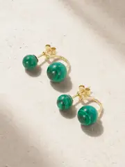 [Mateo] Mateo - 14-karat Gold Malachite Earrings - One size One size Gold